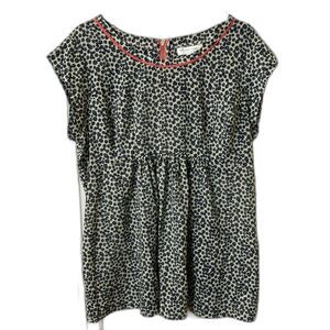 Navy patterned maternity top with pink trim